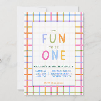 Colorful, Playful It's Fun to be ONE birthday Invitation