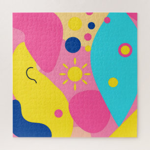 Colorful Playful Organic Shapes Pattern Jigsaw Puzzle