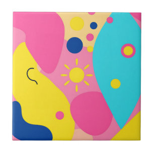Colorful Playful Organic Shapes Pattern Tile