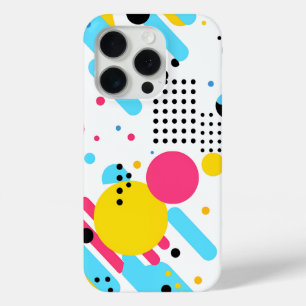 Colorful, playful shapes and dots background iPhone 15 pro case