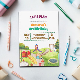 Colorful Playground Party 3rd Birthday Invitation