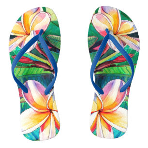 Colorful Plumeria Garden Rubber Slippers Flip Flops