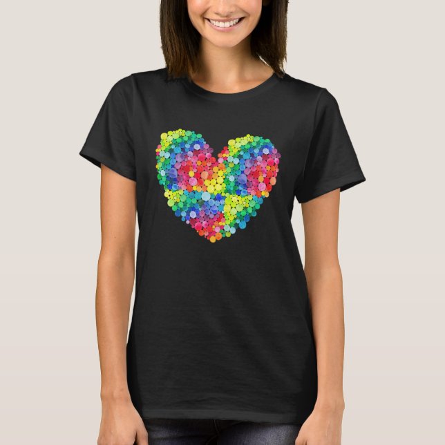Colorful Polka Dot Heart International Dot Day T-Shirt (Front)