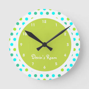 Colorful Polka Dot Kid's Bedroom Round Clock