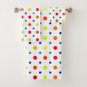Colorful polka dots bath towel set