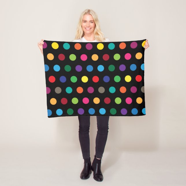 Colorful Polka Dots Cute Fleece Blanket (In Situ)