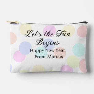 Colorful polka dots let's the fun begins new year accessory pouch