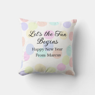 Colorful polka dots let's the fun begins new year cushion