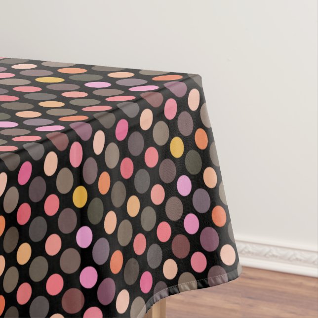 colorful polka dots on black tablecloth (In Situ)