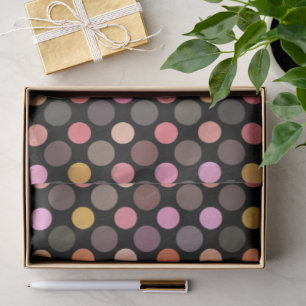 colorful polka dots on black tissue paper