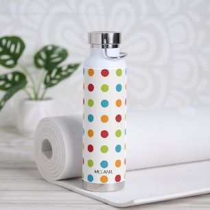 Colorful Polka Dots Personalised Water Bottle