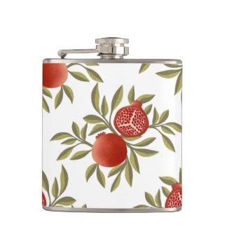 Colorful Pomegranate Pattern Botanical Hip Flask