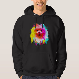 Colorful Pomeranian Hand Drawn Painting Art Hoodie
