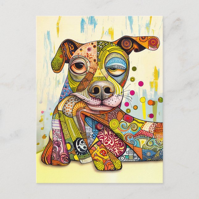 Colorful Pop Art Dog Face Vibrant Modern Animal  Postcard (Front)