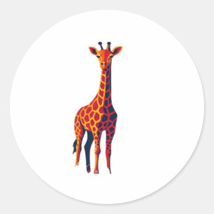 Colorful Pop Art Giraffe � Modern Savannah Art at  Classic Round Sticker