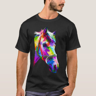 Colorful pop Art Horse Portrait Funny Horses Small T-Shirt