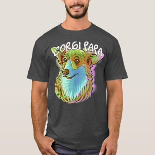 Colorful Pop Art Portrait Corgi Dog Dad Papa Fathe T-Shirt