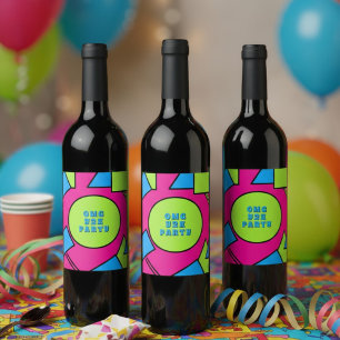 Colorful Pop Art Retro Y2K Party Wine Label
