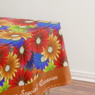 Colorful Pop Culture Floral Gold Red Blue Pattern Tablecloth