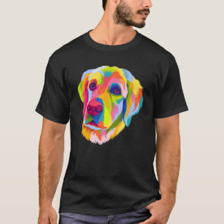 Colorful Pop Golden Retriever Portrait Owner 2 T-Shirt