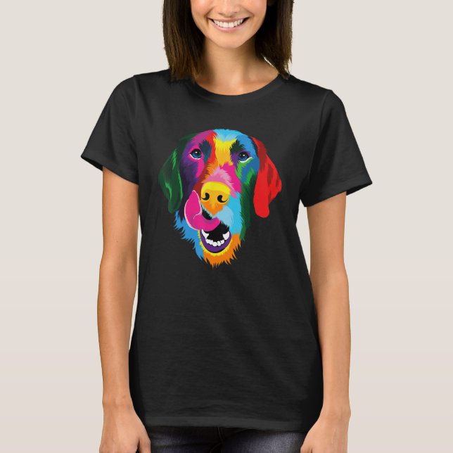 Colorful Pop Golden Retriever Portrait Owner T-Shirt (Front)
