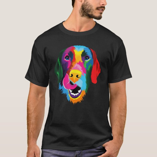 Colorful Pop Golden Retriever Portrait Owner T-Shirt (Front)