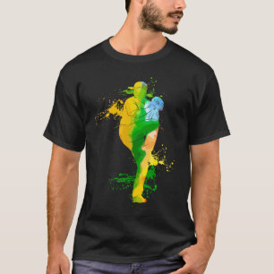 Colorful Pop Portrait Baseball Pitcher Softball T-Shirt