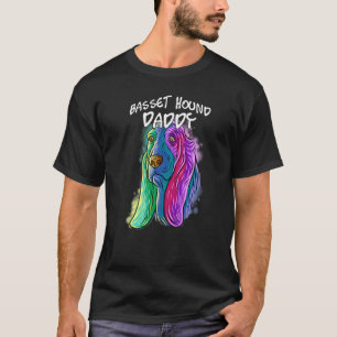 Colorful Pop Portrait Basset Hound Dog Dad Father' T-Shirt