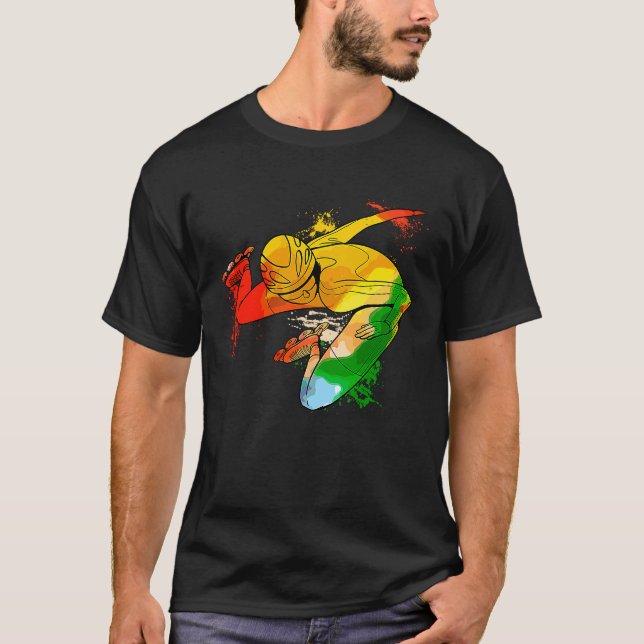 Colorful Pop Portrait Inline Skates T-Shirt (Front)