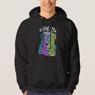 Colorful Pop Portrait Shar Pei Dog Mom Mother's Da Hoodie
