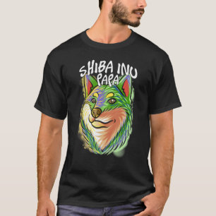 Colorful Pop Portrait Shiba Inu Dog Dad Father's D T-Shirt