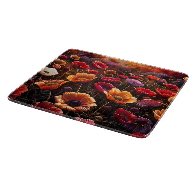 Colorful Poppies Cutting Board (Corner)