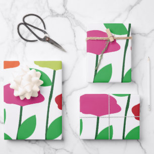 Colorful Poppy Flowers Baby Shower Birthday Wrapping Paper Sheet