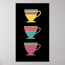 Colorful porcelain retro tea/coffee cups