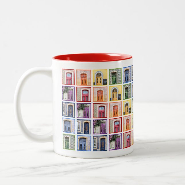 Colorful Portugal Doors Rainbow Coffee Mug (Small) (Left)