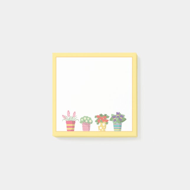 Colorful pots and flowers post-it notes (Front)