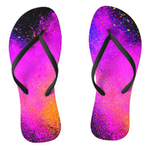 Colorful Powder Eruption Flip Flops
