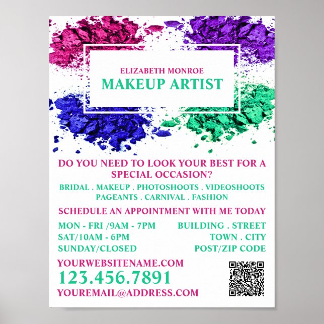 Colorful Powder, Makeup Artist Advertising Poster (Front)