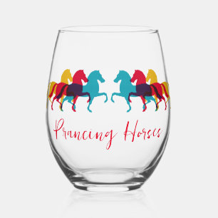 Colorful Prancing Horses Wine Glass