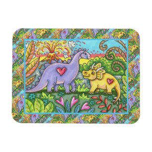COLORFUL PREHISTORIC DINOSAURS, CUTE DINO FRIENDS MAGNET