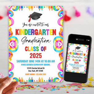 Colorful Preschool Graduation Invitation
