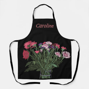 Colorful Pretty Spring Flower +Custom Name For Her Apron