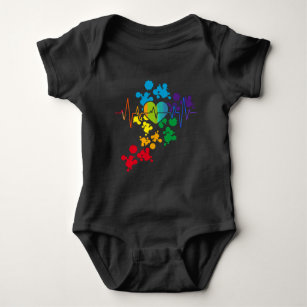 Colorful Pride Heart Rainbow Heartbeat lgbt Baby Bodysuit