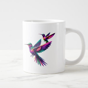Colorful prism hummingbird large coffee mug