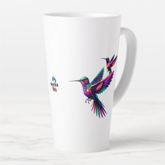 Colorful prism hummingbird latte mug