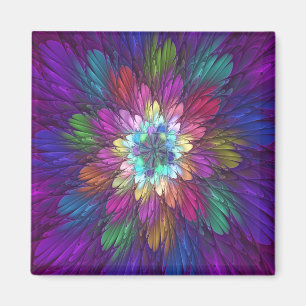 Colorful Psychedelic Flower Abstract Fractal Art Magnet
