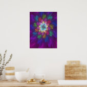 Colorful Psychedelic Flower Abstract Fractal Art Poster (Kitchen)