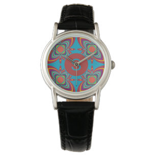 Colorful Psychedelic Geometric Pattern Monogram Watch