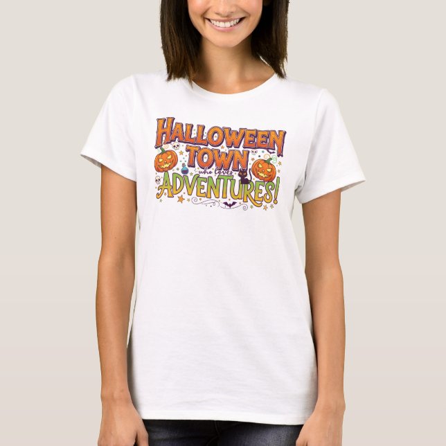 Colorful Pumpkin & Bat Graphic Tee (Front)
