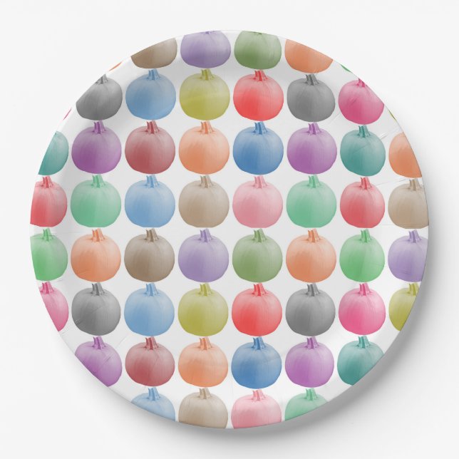 Colorful pumpkin pattern paper plate (Front)
